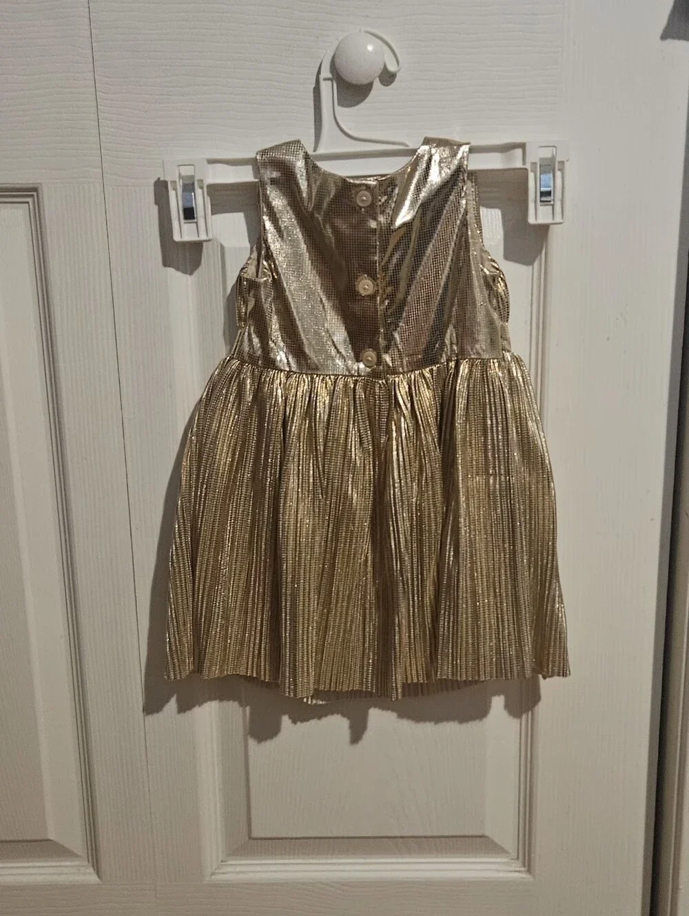 OshKosh B'gosh baby girl occasion dress shimmering gold pleated metallic fabric